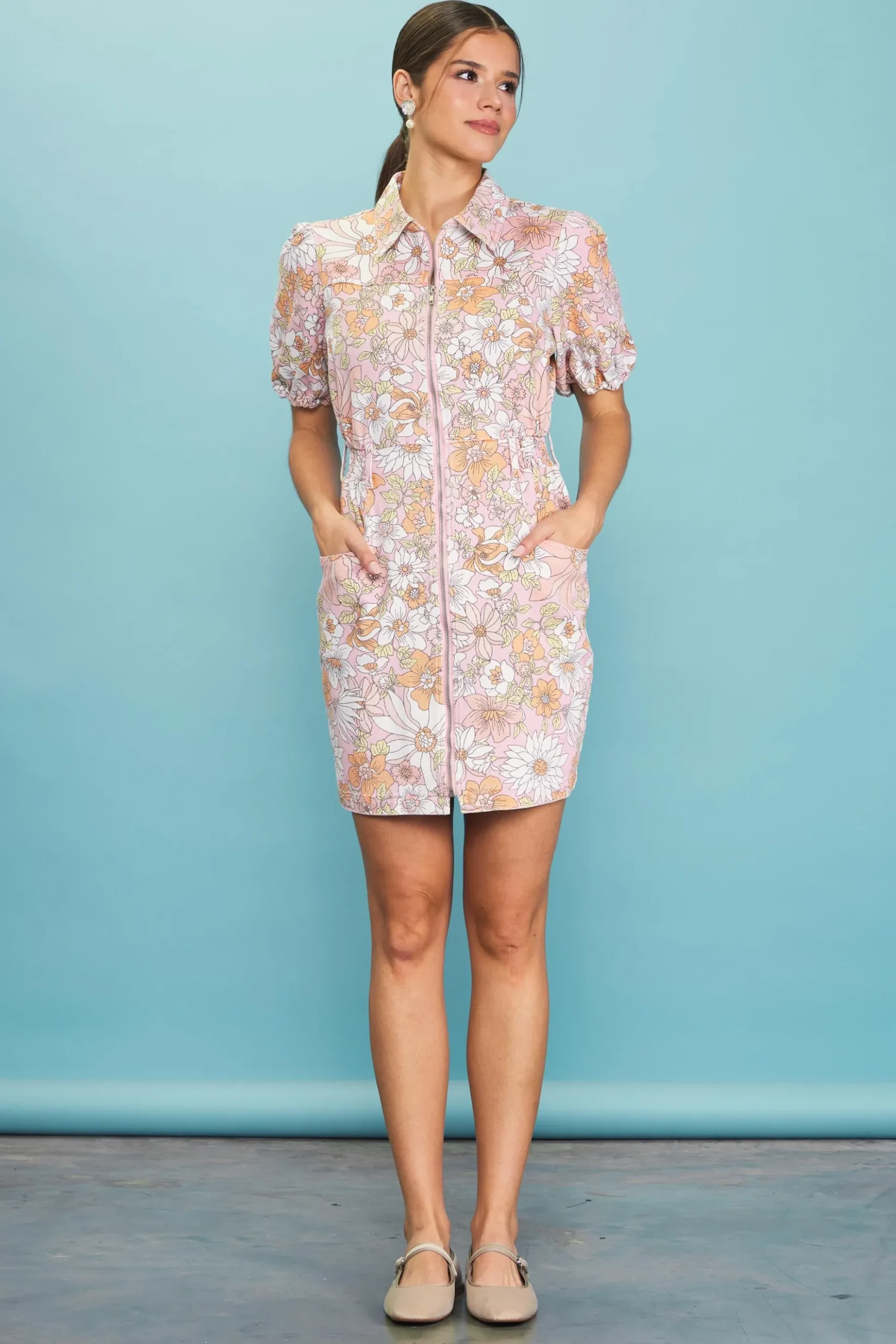 Retro Collared Mini Dress*SKIES ARE BLUE