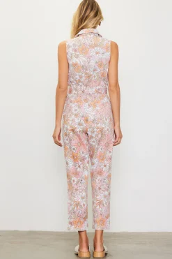 Retro Floral Belted Zip Jumpsuit*SKIES ARE BLUE Outlet
