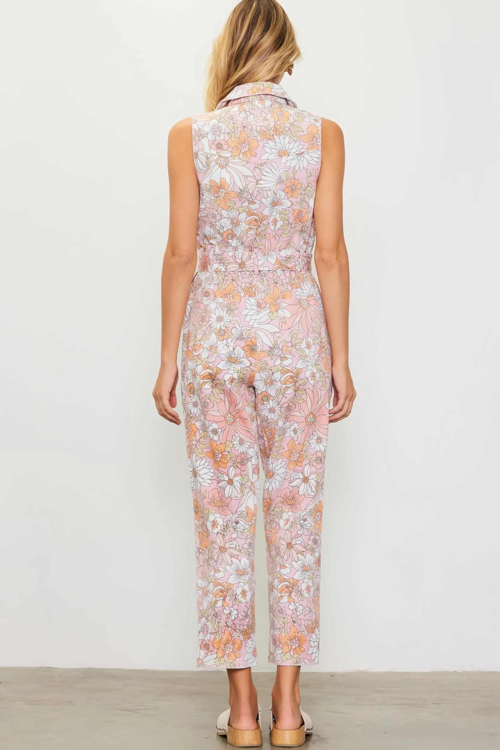 Retro Floral Belted Zip Jumpsuit*SKIES ARE BLUE Outlet