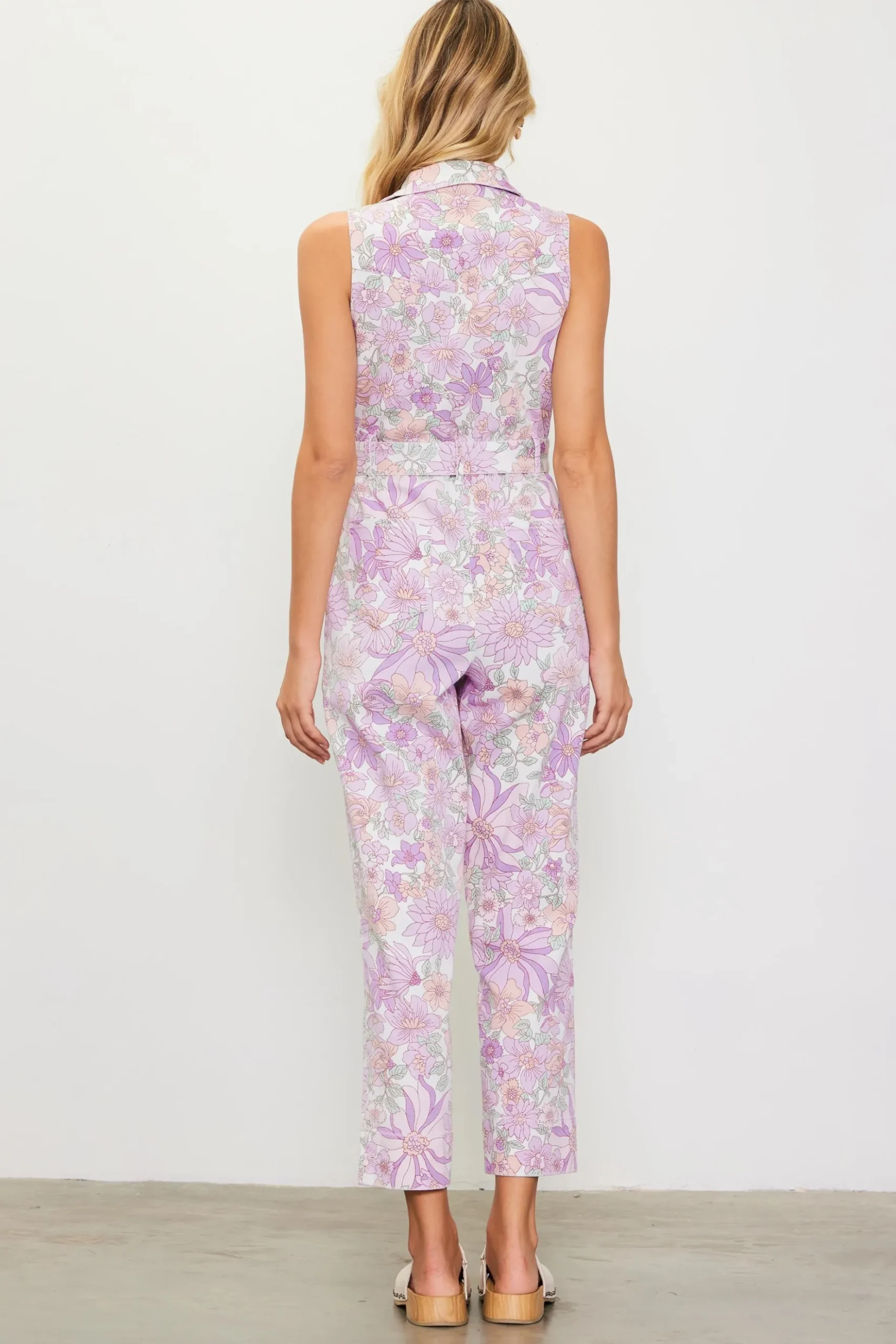 Retro Floral Belted Zip Jumpsuit*SKIES ARE BLUE New