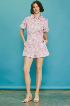 Retro Floral Collared Romper*SKIES ARE BLUE New