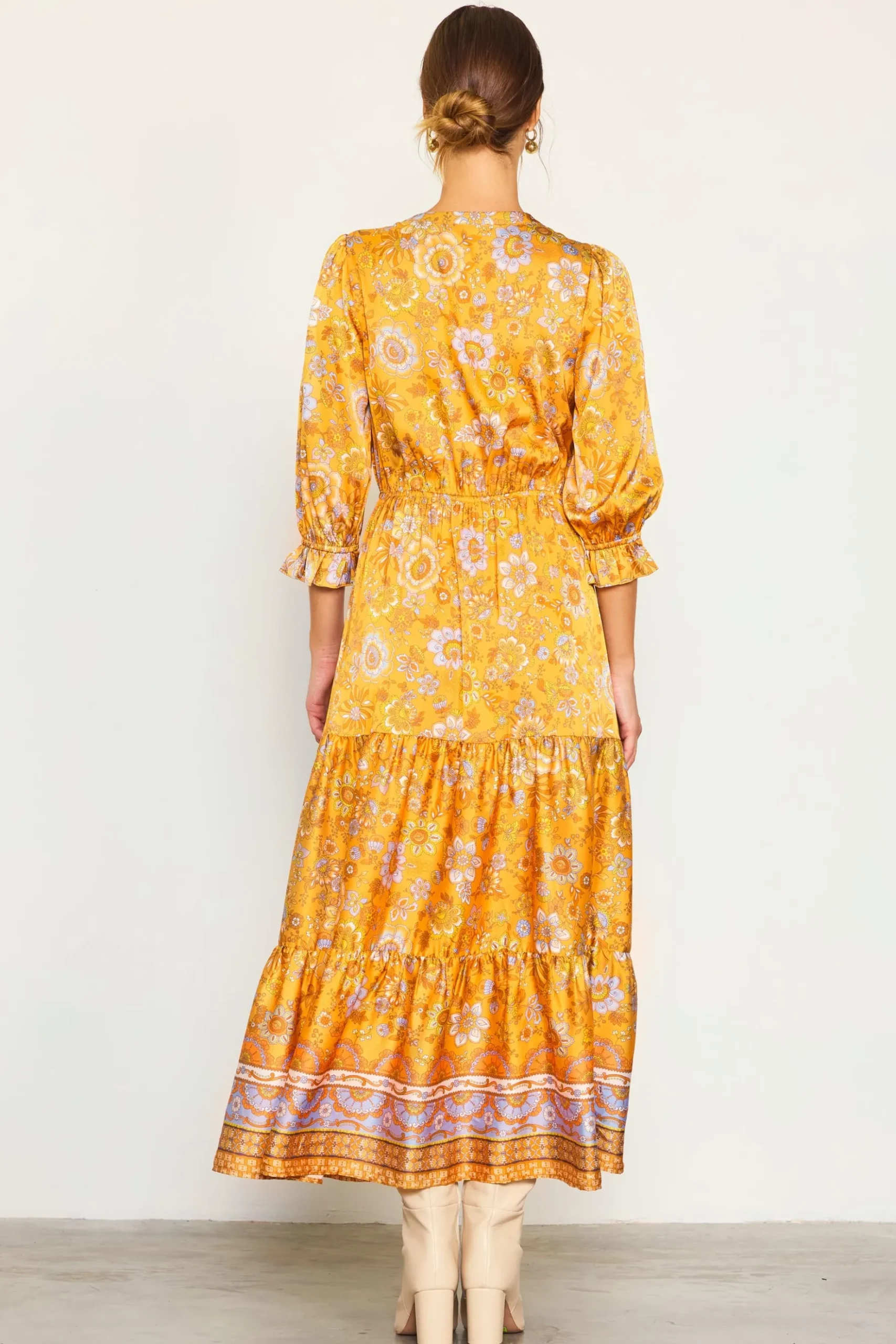 Retro Floral Motif Maxi Dress*SKIES ARE BLUE Sale