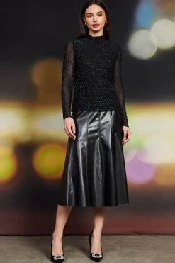 Rhinestone Mesh Mock Neck Top*SKIES ARE BLUE Hot