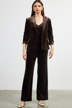 Rhinestone Ruched Velvet Blazer*SKIES ARE BLUE New