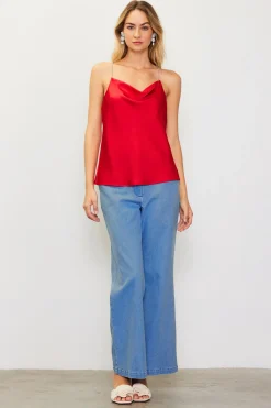 Rhinestone Straps Cowl Halter Cami*SKIES ARE BLUE Hot