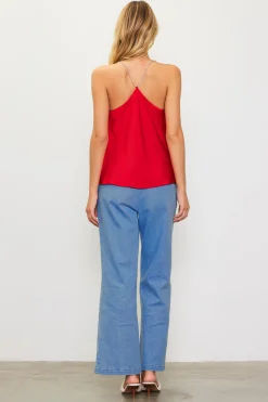 Rhinestone Straps Cowl Halter Cami*SKIES ARE BLUE Hot