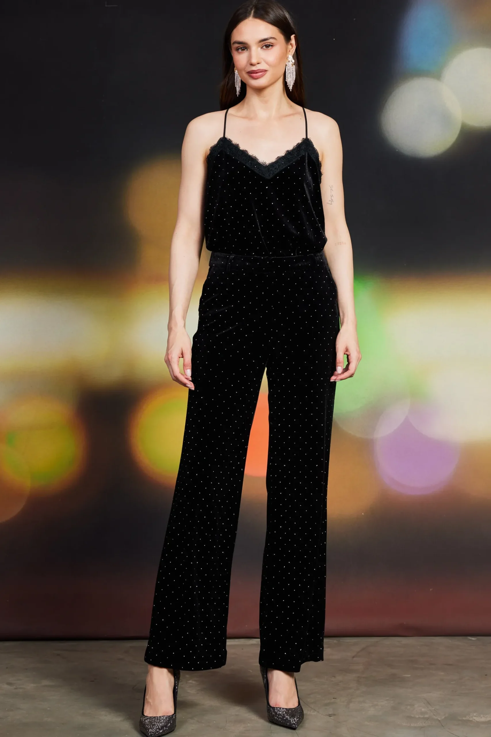 Rhinestone Velvet Flared Pants*SKIES ARE BLUE Clearance