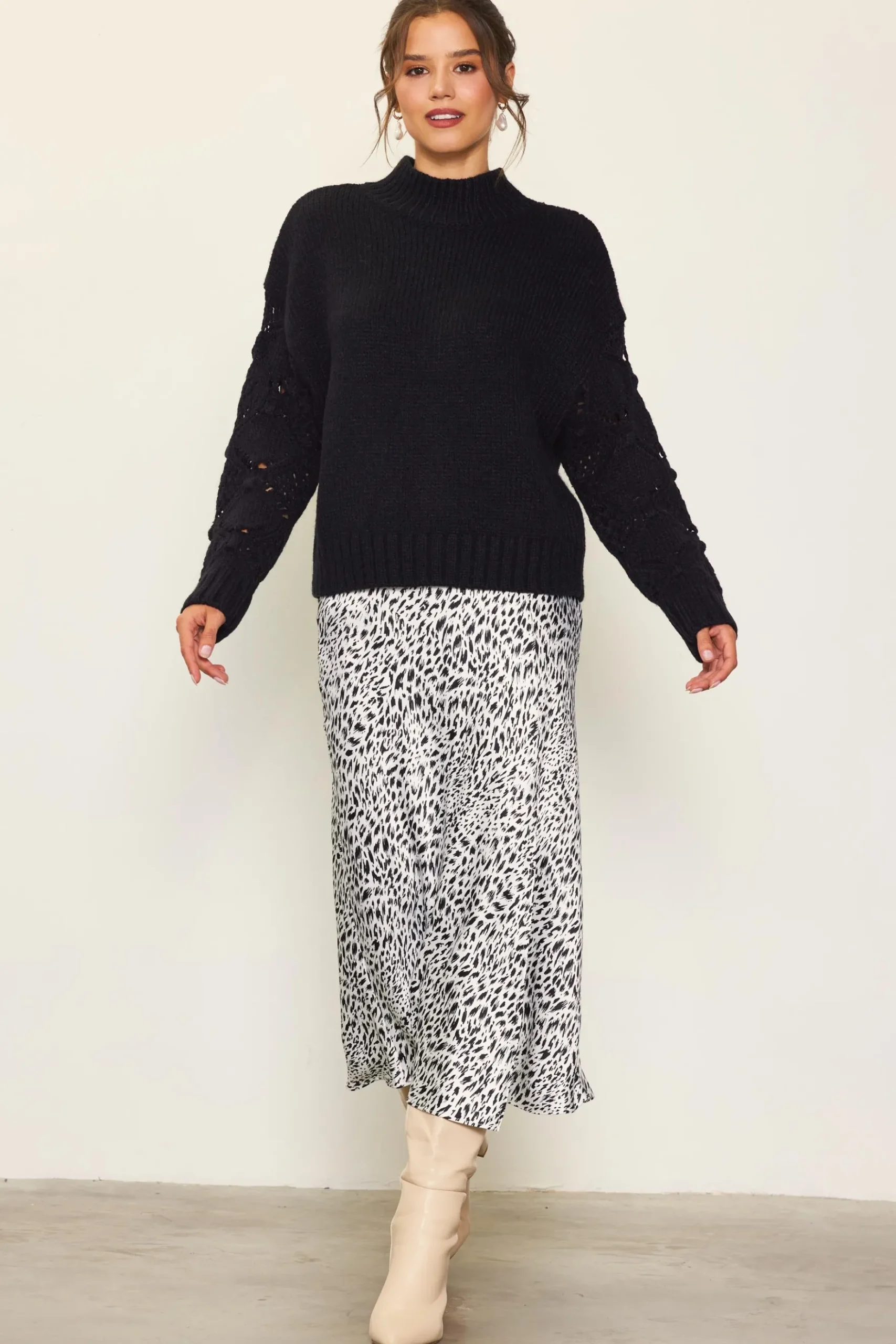 Ribbed Mock Neck Sweater*SKIES ARE BLUE Online