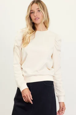 Ruched Sleeves Crewneck Sweatshirt*SKIES ARE BLUE Clearance