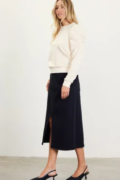 Ruched Sleeves Crewneck Sweatshirt*SKIES ARE BLUE Clearance