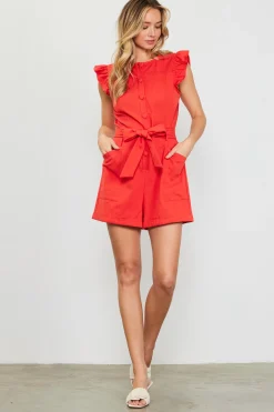 Ruffle Cap Sleeves Romper*SKIES ARE BLUE Outlet