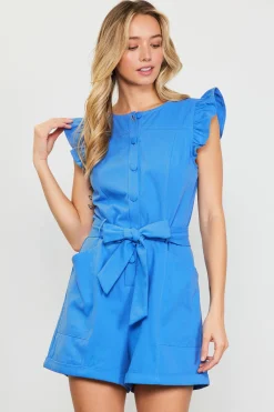 Ruffle Cap Sleeves Romper*SKIES ARE BLUE Discount