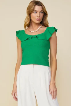 Ruffle Detail Knit Top*SKIES ARE BLUE Hot