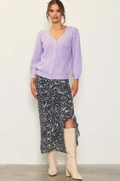Ruffle Detail Slit Midi Skirt*SKIES ARE BLUE Clearance