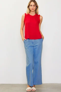 Ruffle Detail Woven Top*SKIES ARE BLUE Clearance