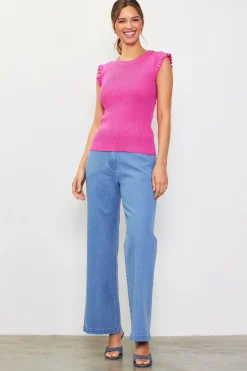 Ruffle Sleeve Knit Top*SKIES ARE BLUE Outlet