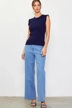 Ruffle Sleeve Knit Top*SKIES ARE BLUE Online