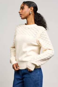 Ruffled Sleeve Pointelle Sweater*SKIES ARE BLUE Sale