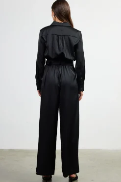 Satin Button Down Belted Jumpsuit*SKIES ARE BLUE Best