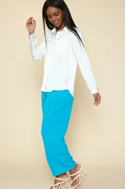 Satin Button Down Shirt*SKIES ARE BLUE Outlet
