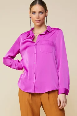 Satin Button Down Shirt*SKIES ARE BLUE New