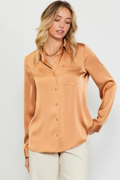 Satin Button Down Top*SKIES ARE BLUE