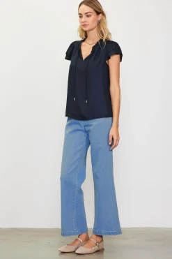 Satin Ruffled Detail Top*SKIES ARE BLUE Sale