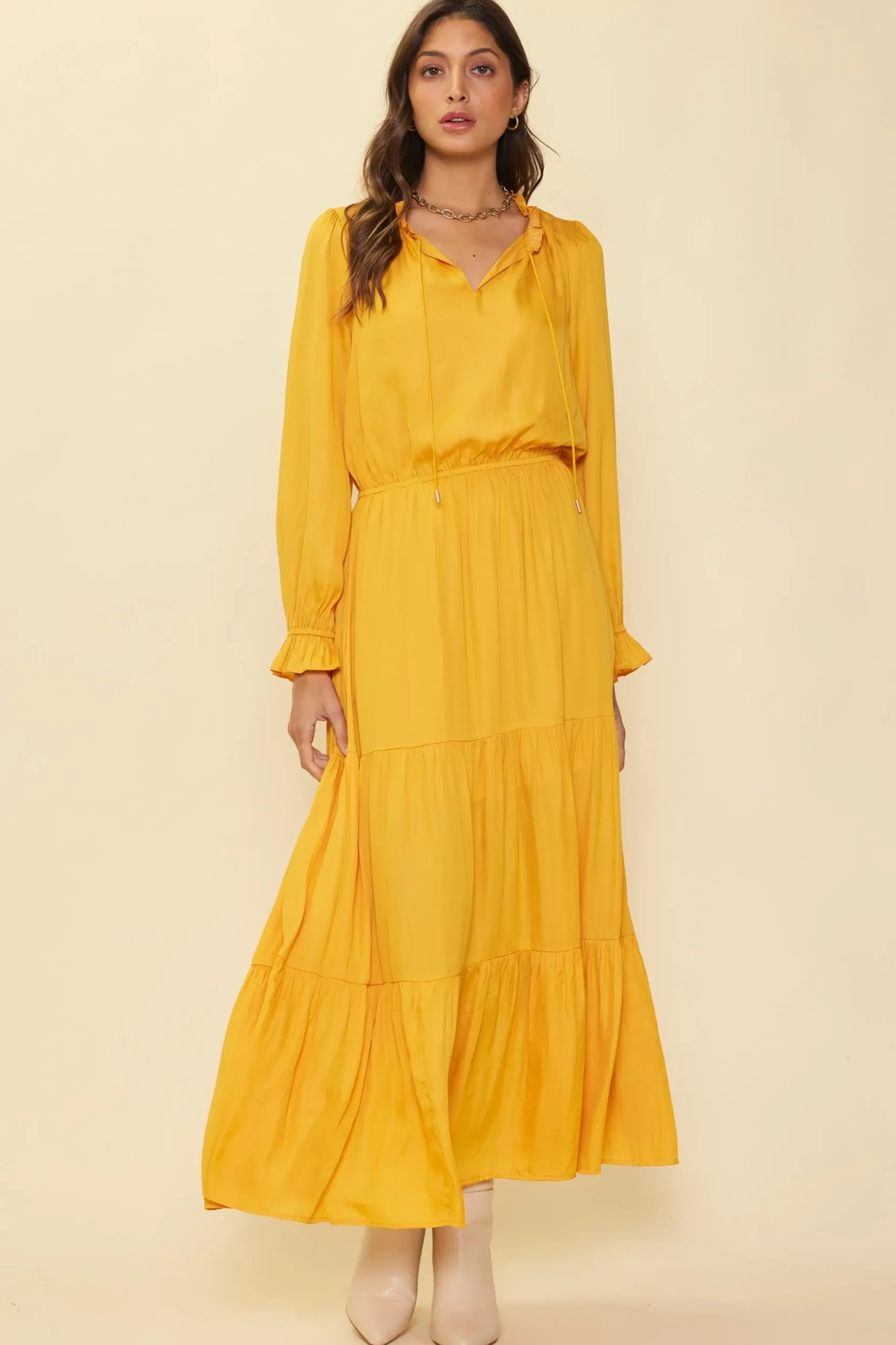 Satin Ruffled Maxi Dress*SKIES ARE BLUE Outlet