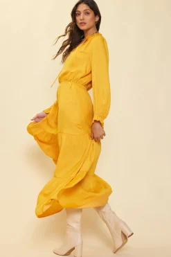 Satin Ruffled Maxi Dress*SKIES ARE BLUE Outlet
