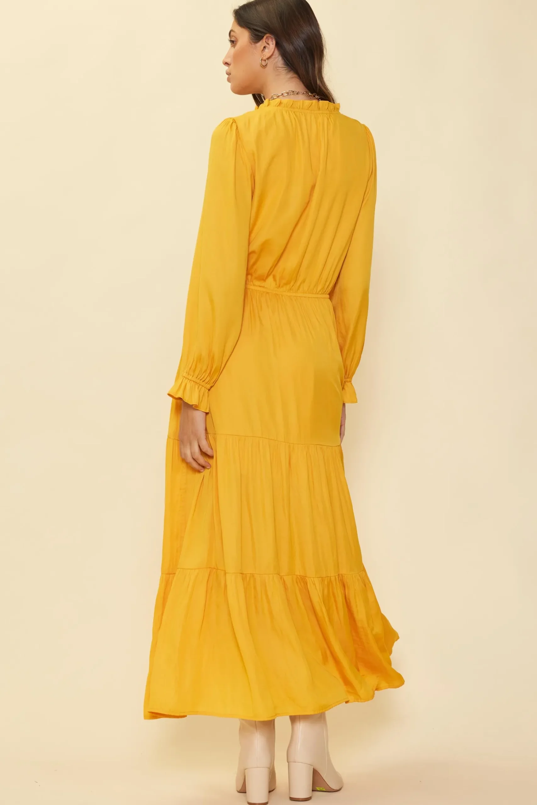 Satin Ruffled Maxi Dress*SKIES ARE BLUE Outlet