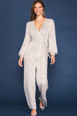 Sequin Wrap Jumpsuit*SKIES ARE BLUE Outlet