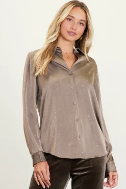 Shimmery Button Down Blouse*SKIES ARE BLUE New