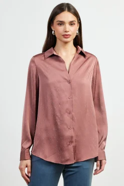 Shimmery Button Down Blouse*SKIES ARE BLUE Sale