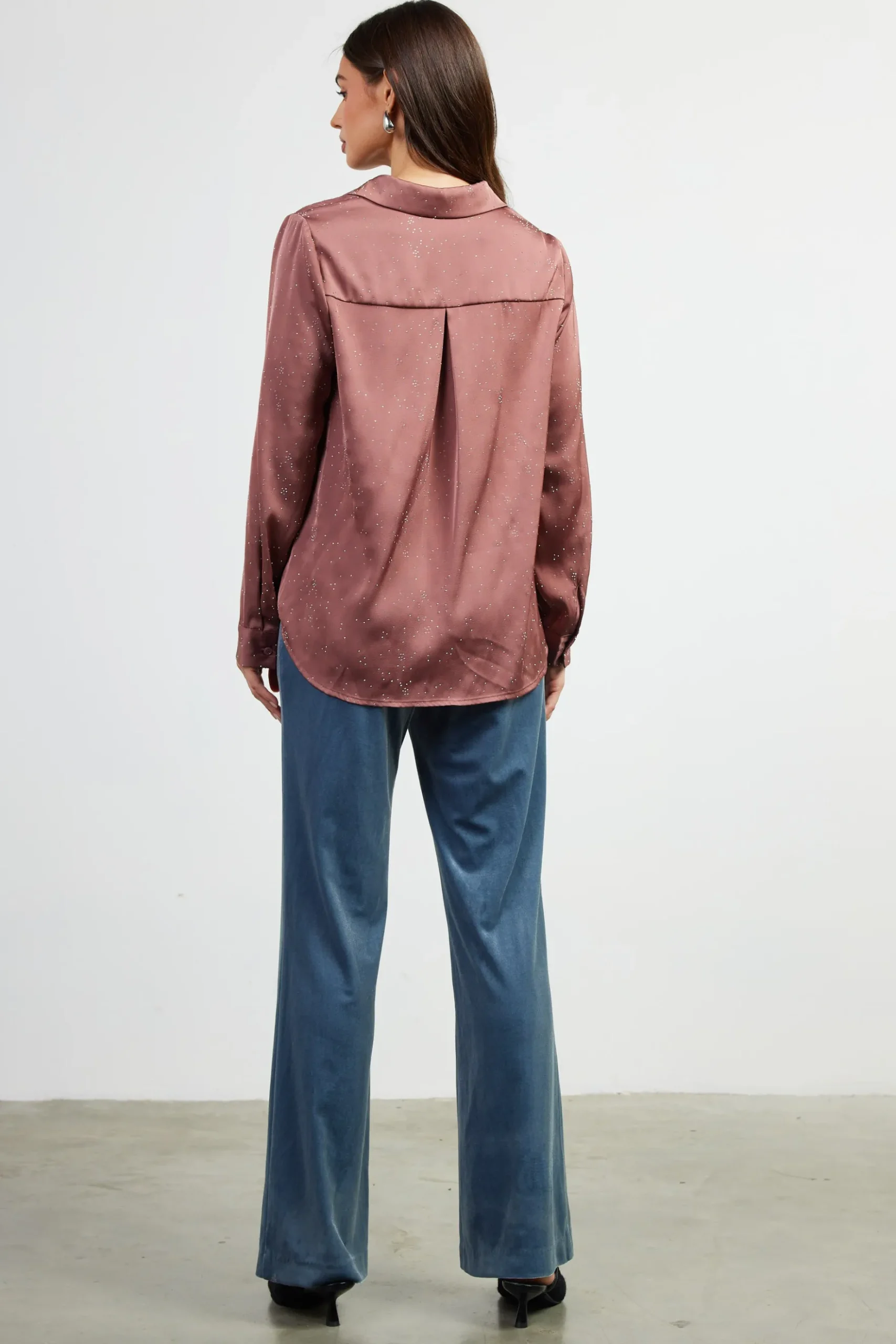 Shimmery Button Down Blouse*SKIES ARE BLUE Sale