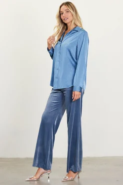 Shimmery Button Down Blouse*SKIES ARE BLUE New