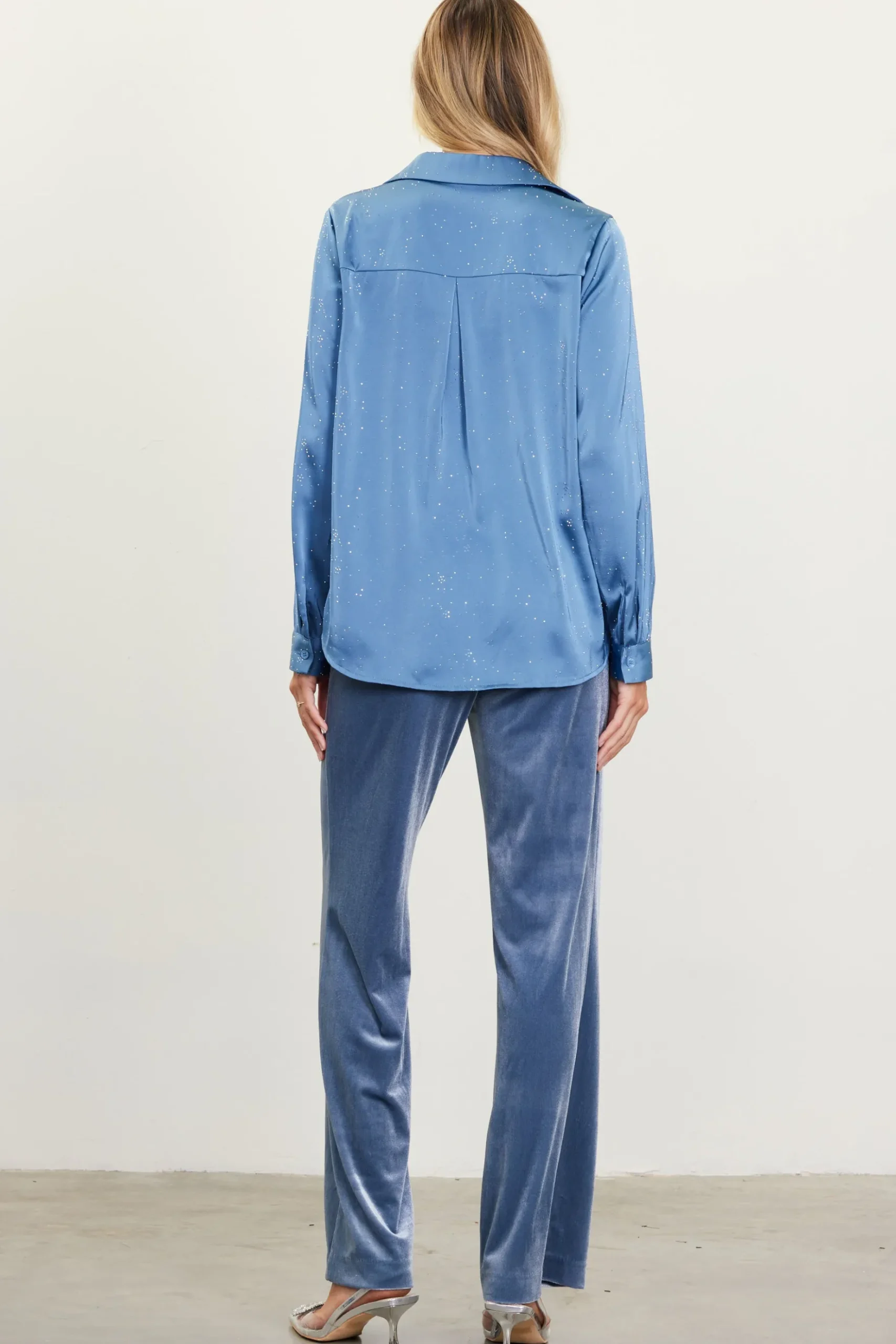 Shimmery Button Down Blouse*SKIES ARE BLUE New