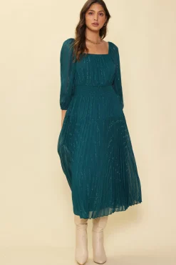 Shimmery Pleated Midi Dress*SKIES ARE BLUE Discount