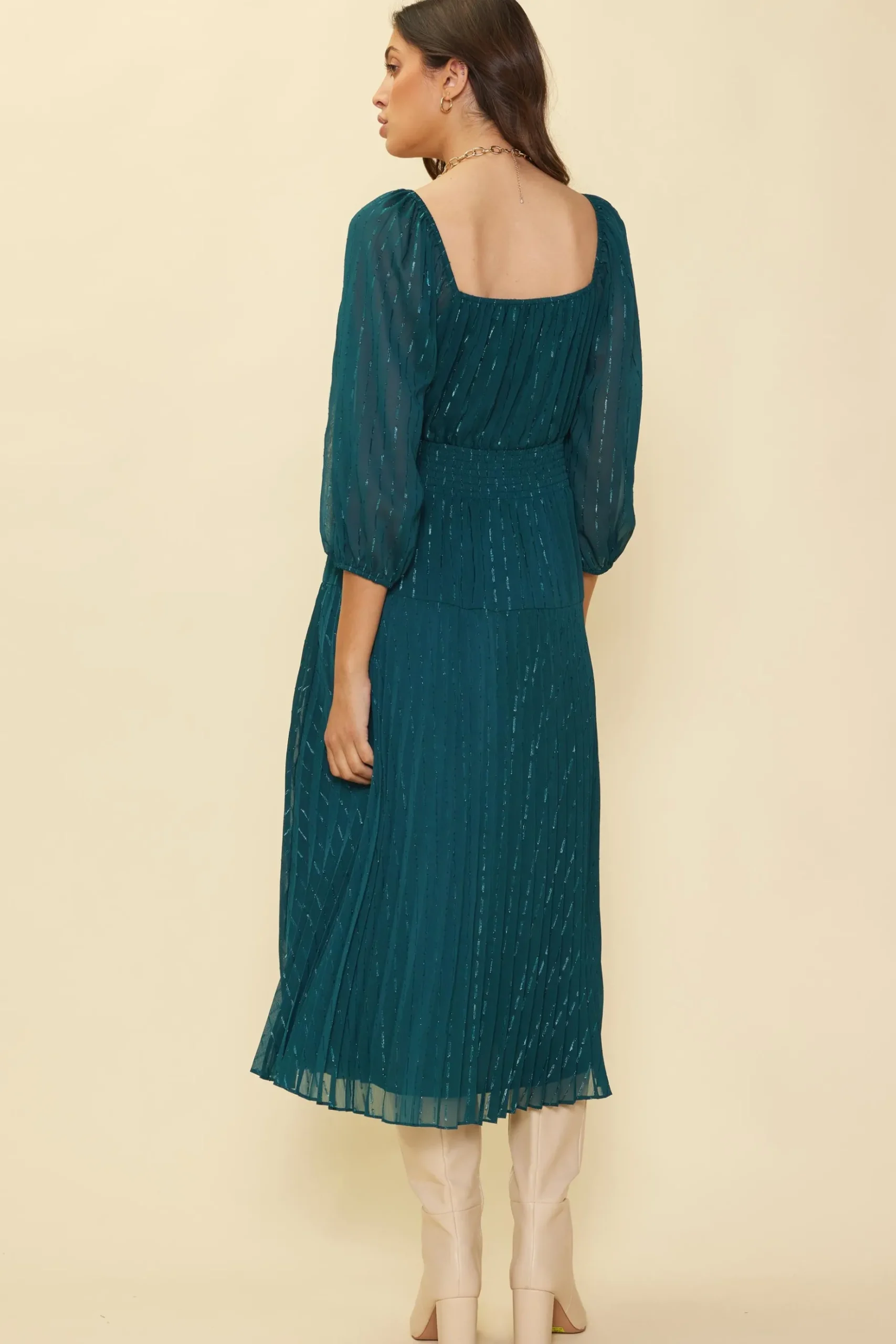 Shimmery Pleated Midi Dress*SKIES ARE BLUE Discount