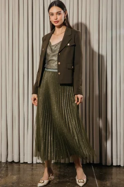 Shimmery Pleated Midi Skirt*SKIES ARE BLUE Best