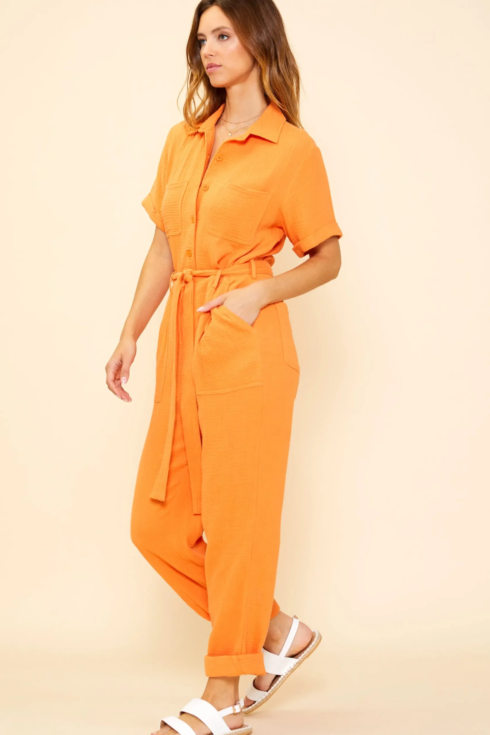 Short Sleeve Gauze Jumpsuit*SKIES ARE BLUE Outlet