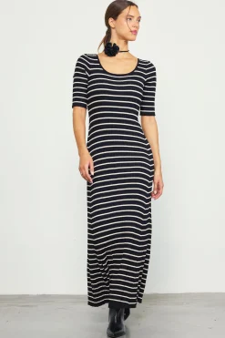 Short Sleeve Striped Knit Maxi Dress*SKIES ARE BLUE Hot