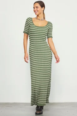 Short Sleeve Striped Knit Maxi Dress*SKIES ARE BLUE Clearance