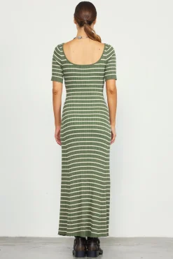 Short Sleeve Striped Knit Maxi Dress*SKIES ARE BLUE Clearance