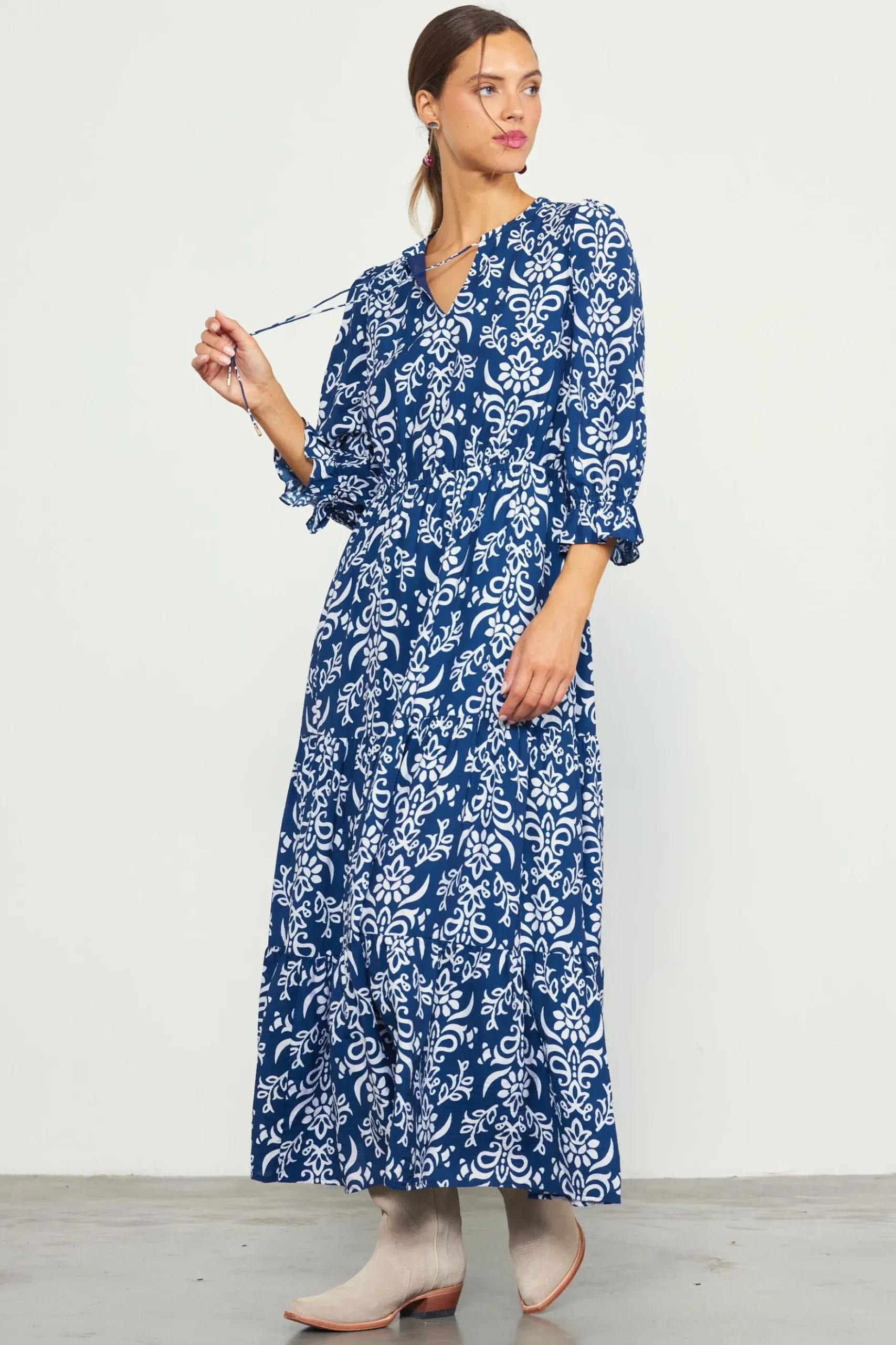 Skye Split Neck Ruffle Maxi Dress*SKIES ARE BLUE Hot