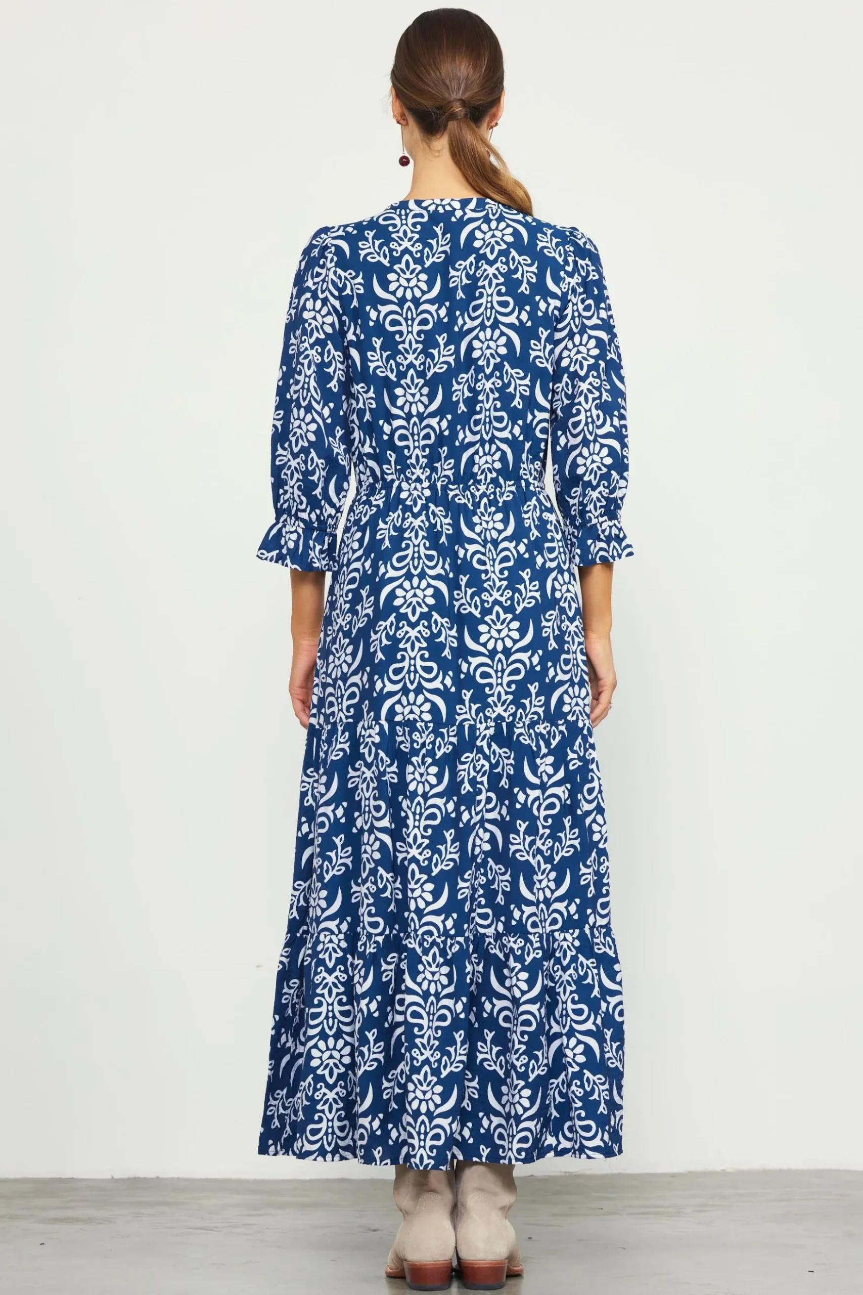 Skye Split Neck Ruffle Maxi Dress*SKIES ARE BLUE Hot