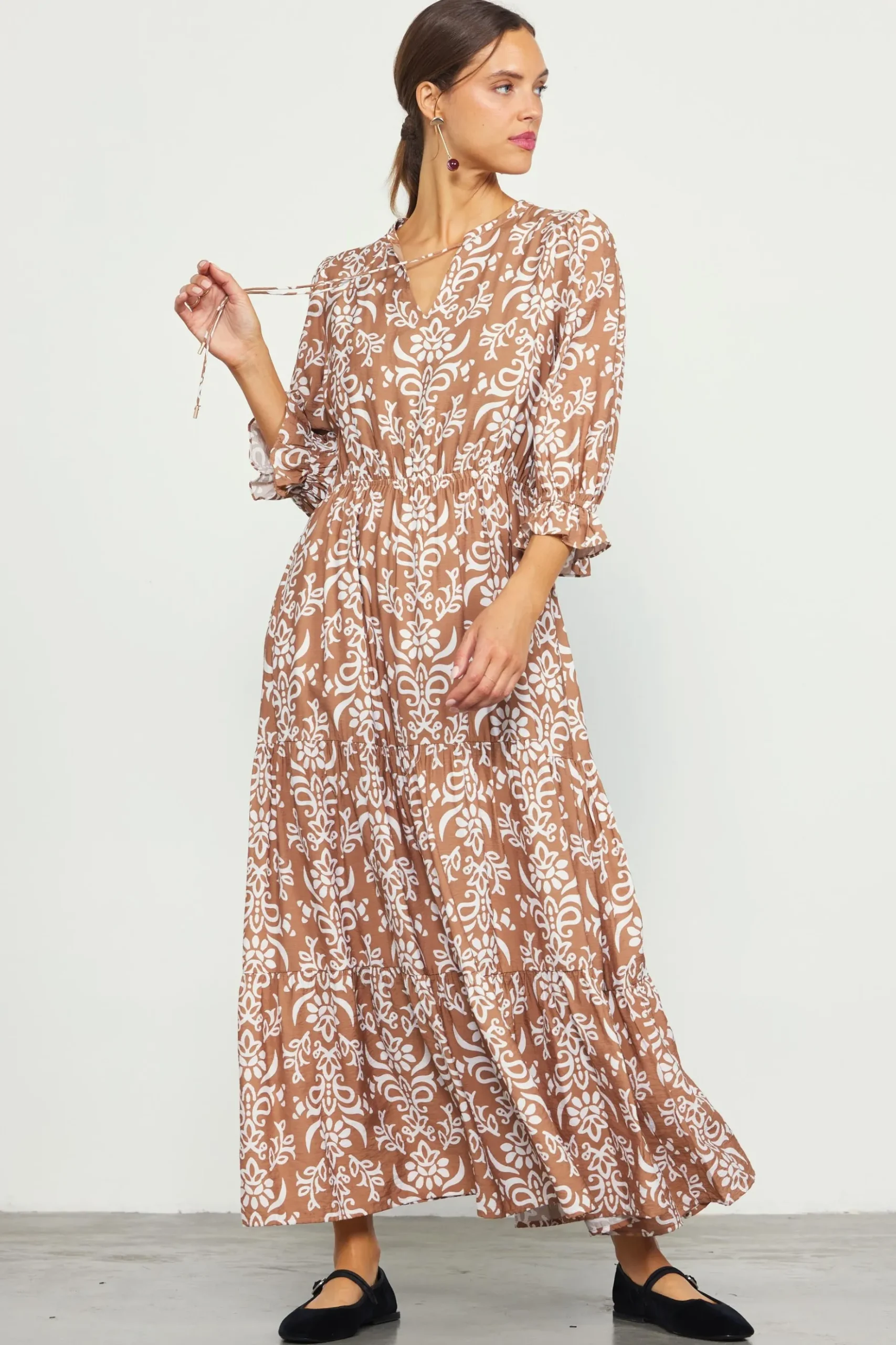 Skye Split Neck Ruffle Maxi Dress*SKIES ARE BLUE