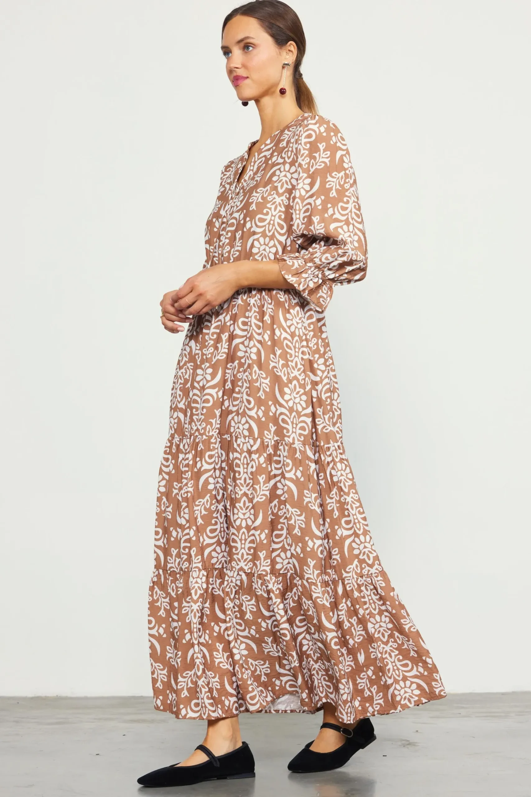 Skye Split Neck Ruffle Maxi Dress*SKIES ARE BLUE