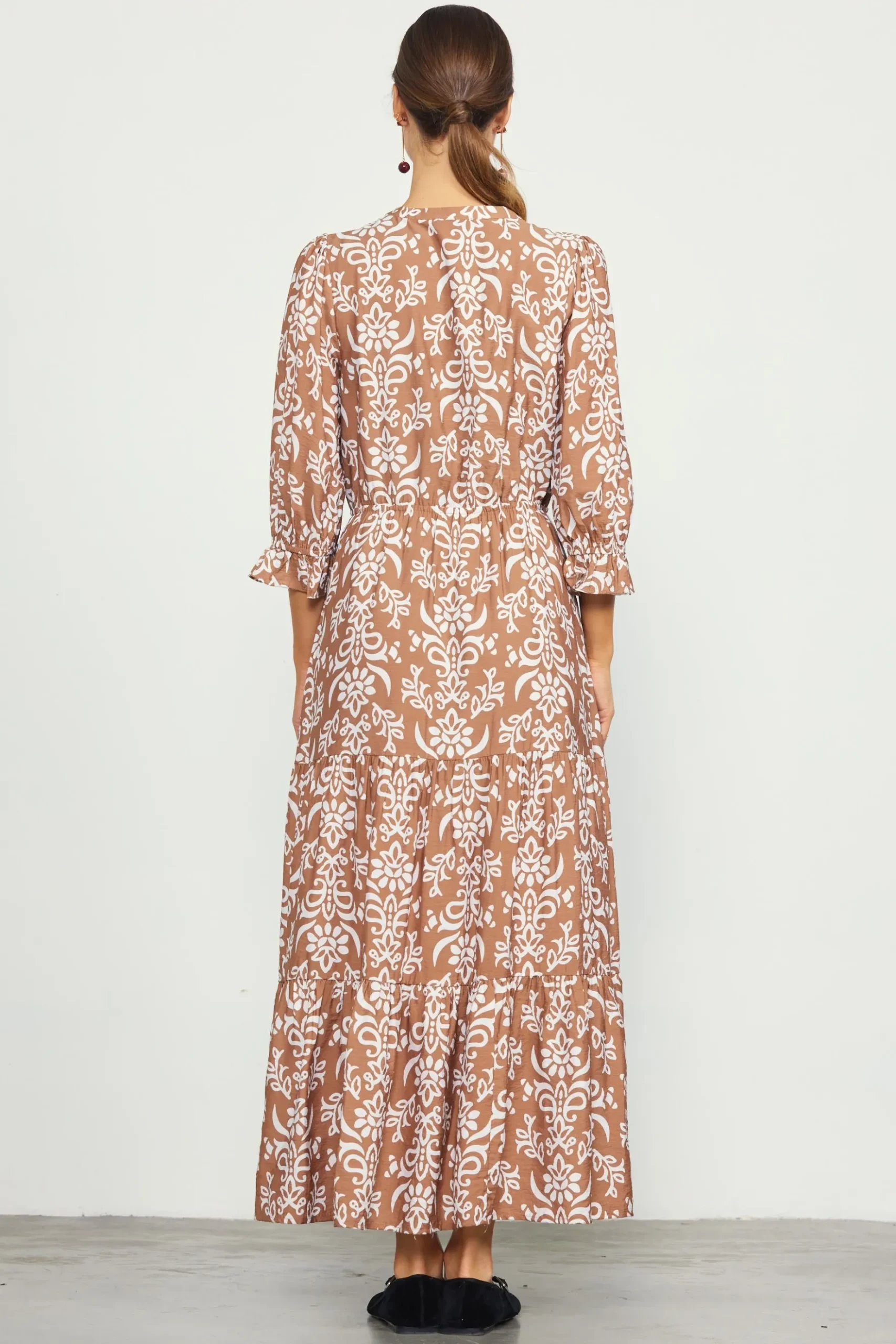 Skye Split Neck Ruffle Maxi Dress*SKIES ARE BLUE
