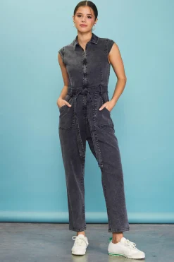 Sleeveless Washed Denim Jumpsuit*SKIES ARE BLUE Hot