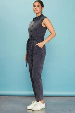 Sleeveless Washed Denim Jumpsuit*SKIES ARE BLUE Hot